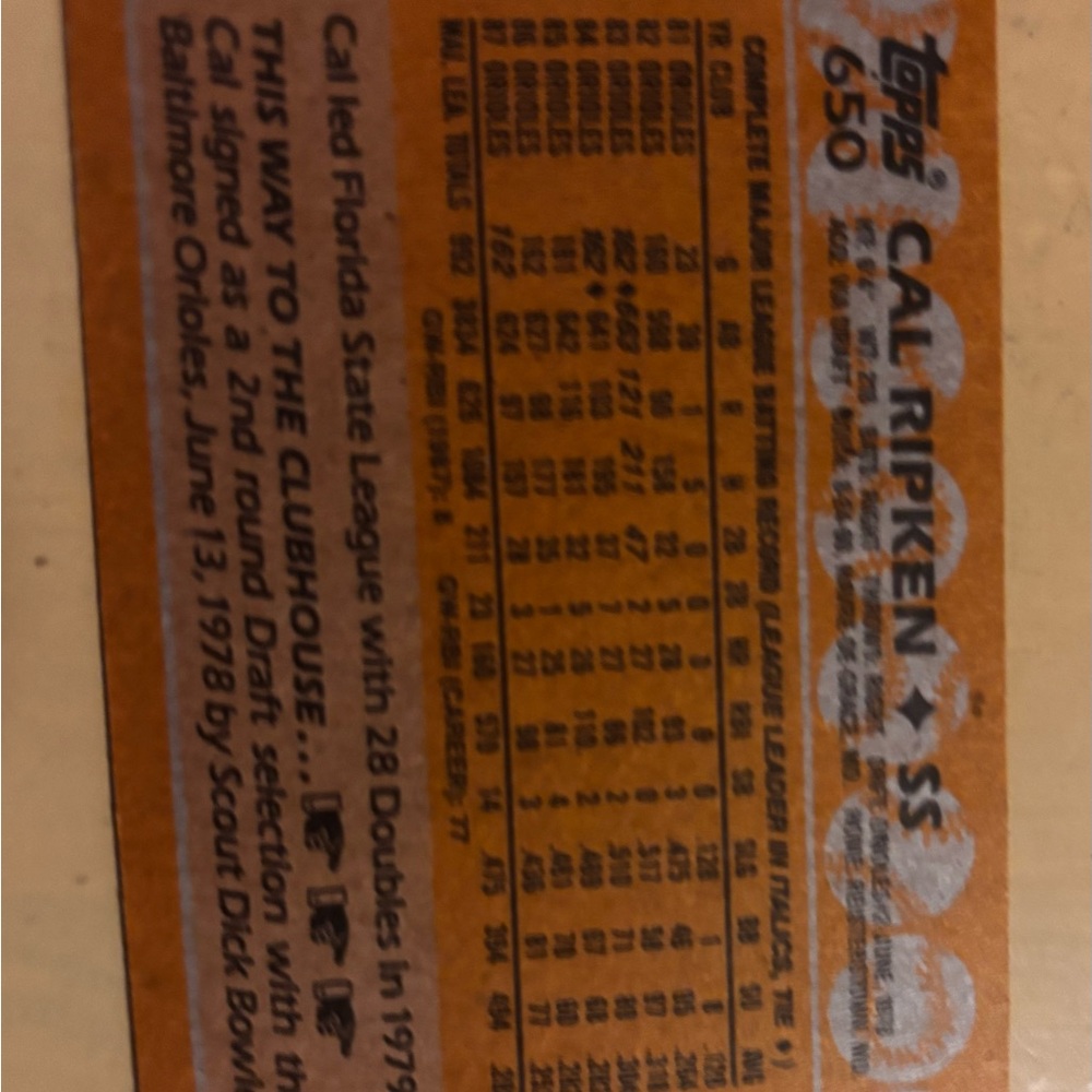 Cal Ripken Orioles Baseball Card - Picture 2 of 2
